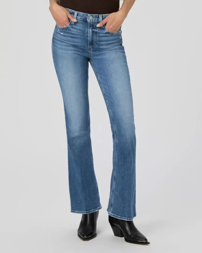 PAIGE Denim Women High Rise Laurel Canyon Petite Bootcut Jean 8211 Rock Show Distressed