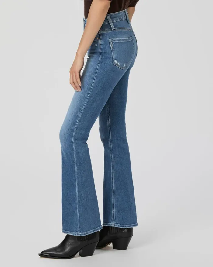 PAIGE Denim Women High Rise Laurel Canyon Petite Bootcut Jean 8211 Rock Show Distressed