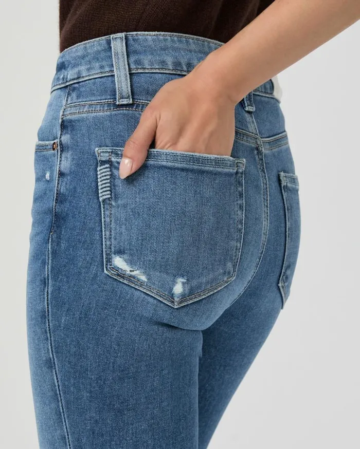 PAIGE Denim Women High Rise Laurel Canyon Petite Bootcut Jean 8211 Rock Show Distressed