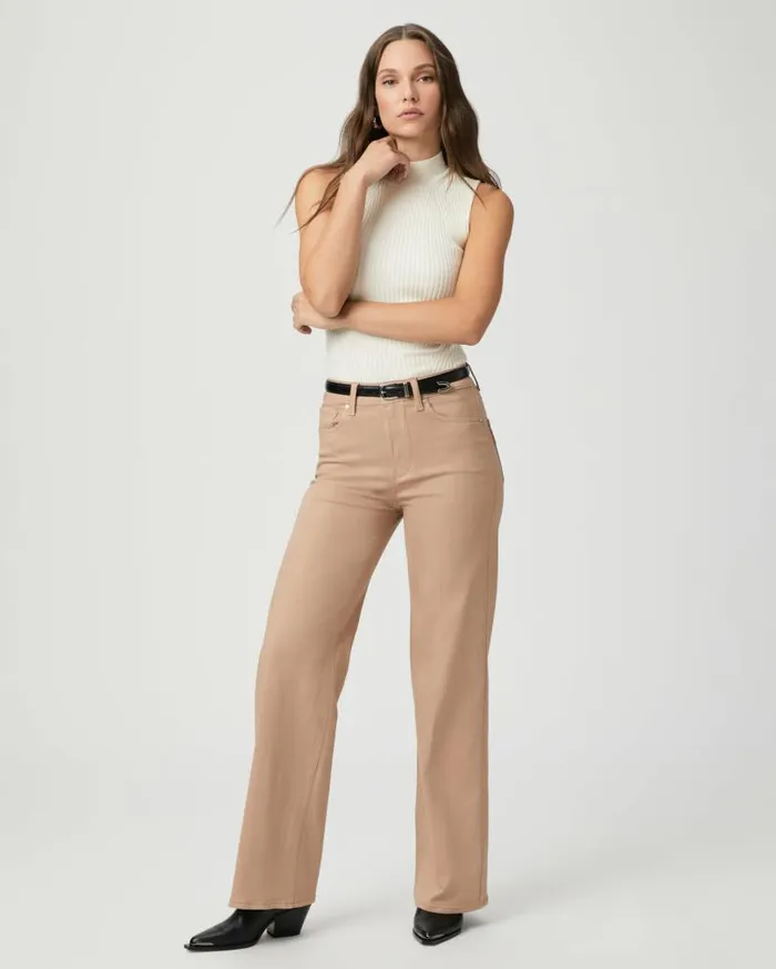 PAIGE Denim Women Sasha 32 Inch Wide Leg Jean 8211 French Latte Luxe Coating