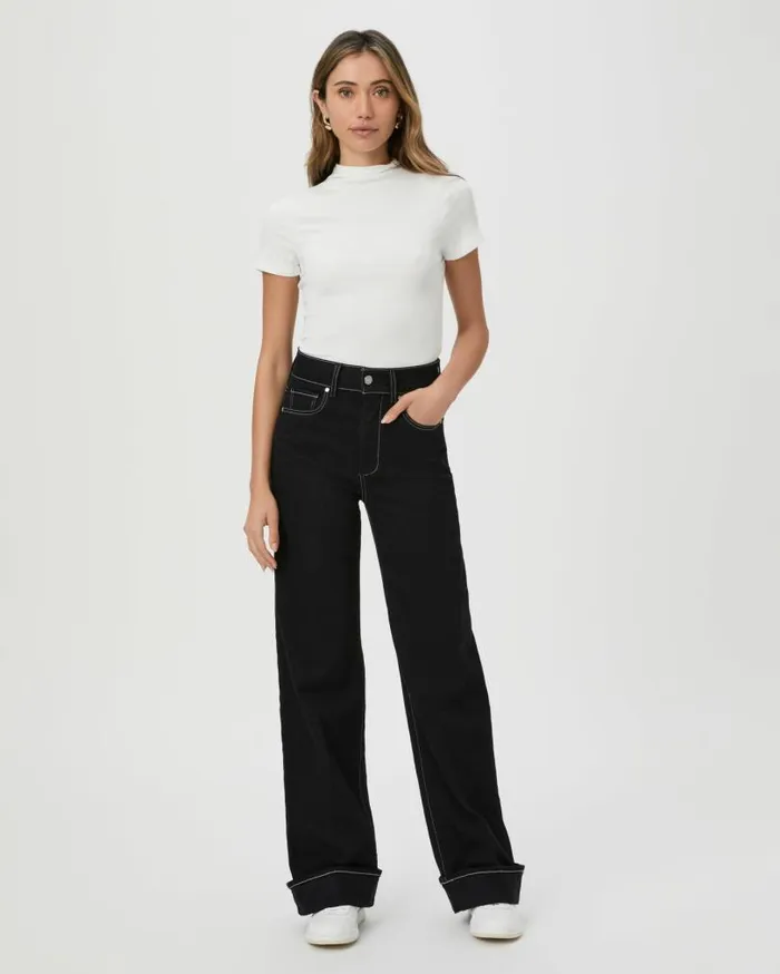 PAIGE Denim Women Sasha 32 Inch Wide Leg Jean 8211 Twilight Black