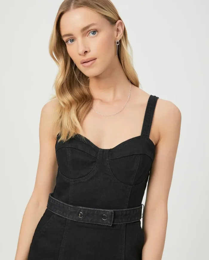 PAIGE Dresses Women Guilia Dress 8211 Dark Onyx Denim PAIGE Dresses Women Guilia Dress 8211 Dark Onyx Denim