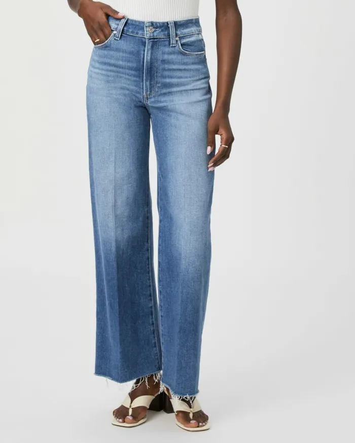 PAIGE Flare Women Anessa Petite 29 Inch Wide Leg Jean 8211 Flamenco Distressed