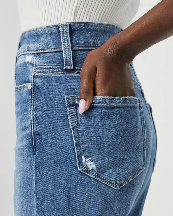 PAIGE Flare Women Anessa Petite 29 Inch Wide Leg Jean 8211 Flamenco Distressed