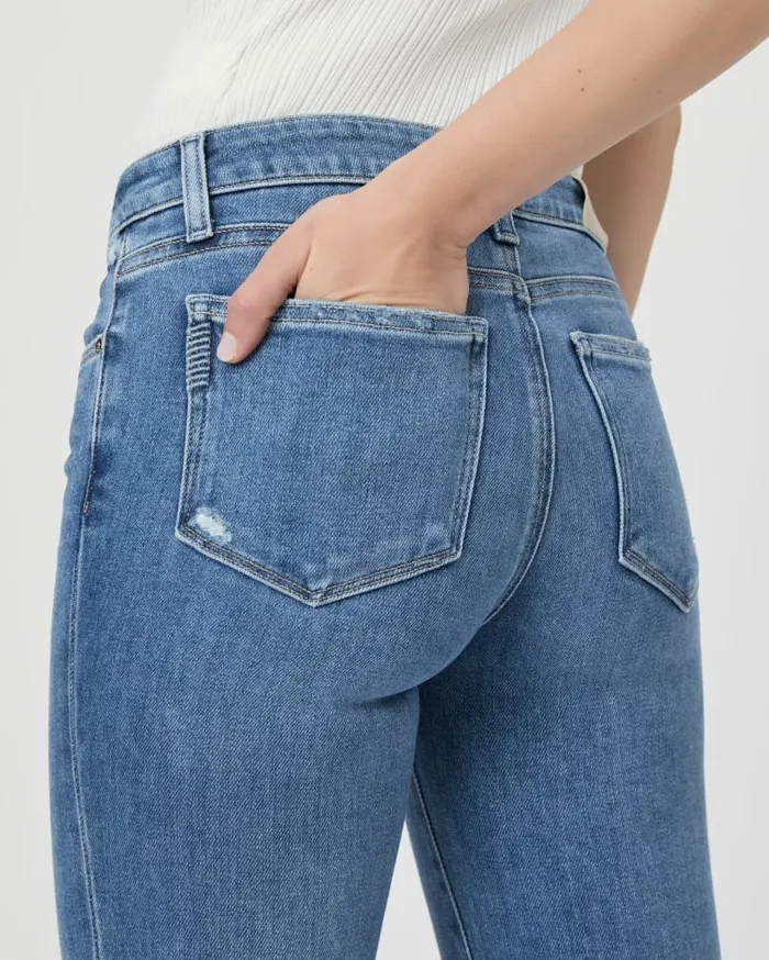PAIGE Flare Women Laurel Canyon 32 Inch Bootcut Jean 8211 Flamenco Distressed