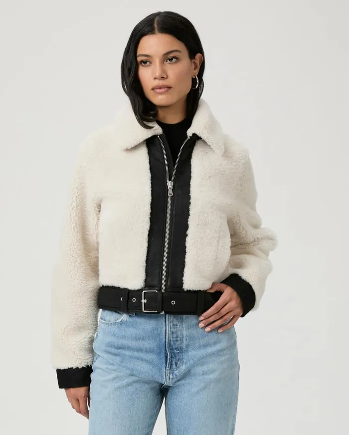 PAIGE Jackets and Coats Women Rhone Jacket 8211 EcruBlack Suede