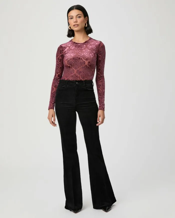 PAIGE Pants Women Charlie Flare Pant 8211 Black Corduroy