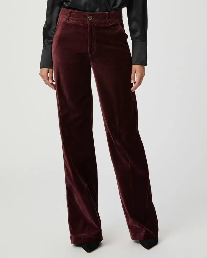PAIGE Pants Women Sasha Wide Leg Pant 8211 Dark Oxblood Velvet