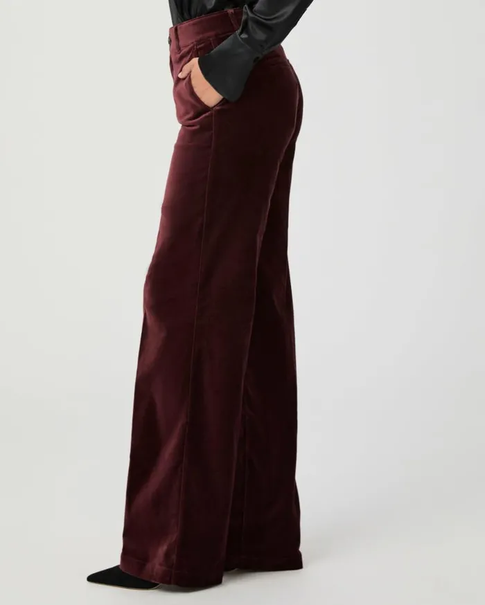 PAIGE Pants Women Sasha Wide Leg Pant 8211 Dark Oxblood Velvet