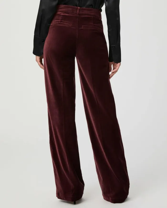 PAIGE Pants Women Sasha Wide Leg Pant 8211 Dark Oxblood Velvet