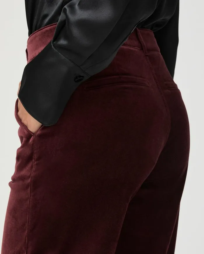 PAIGE Pants Women Sasha Wide Leg Pant 8211 Dark Oxblood Velvet