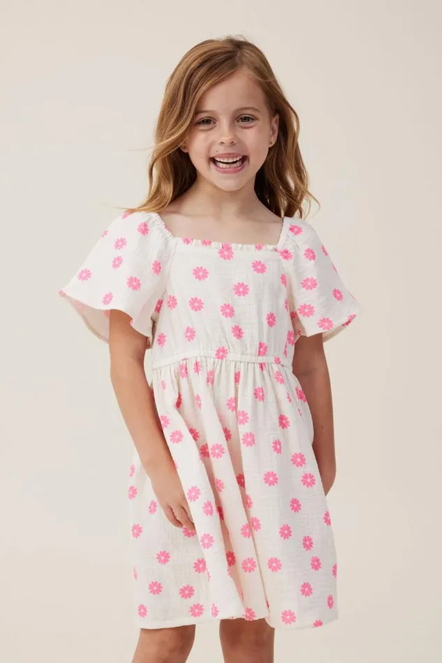 Paige Short Sleeve Dress Rainy Daydemi Daisy Girls Cotton On Dresses