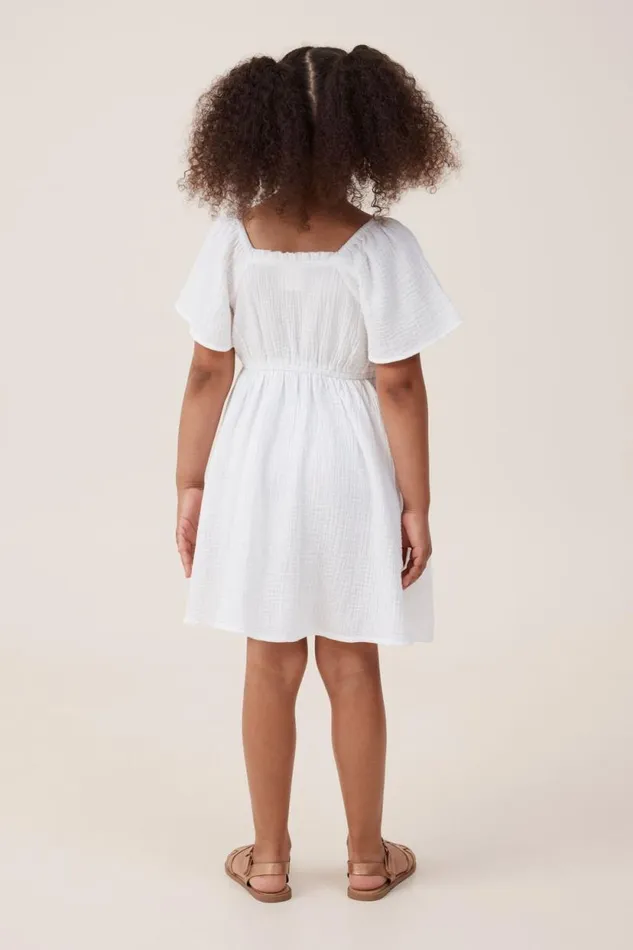 Paige Short Sleeve Dress Vanillafloral Embroidery Girls Cotton On Dresses
