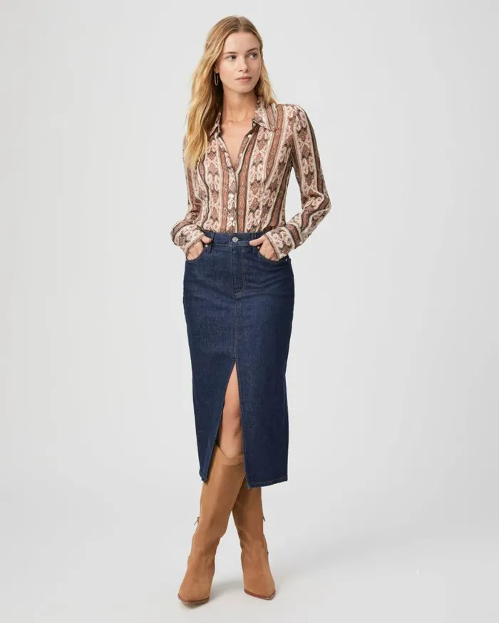 PAIGE Skirts Women Angela Midi Skirt 8211 Azura