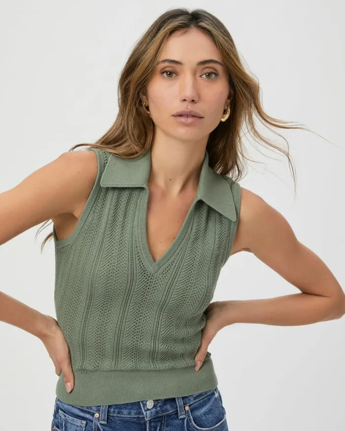 PAIGE Sweaters and Sweatshirts Women Rossana Sweater Tank 8211 Aloe