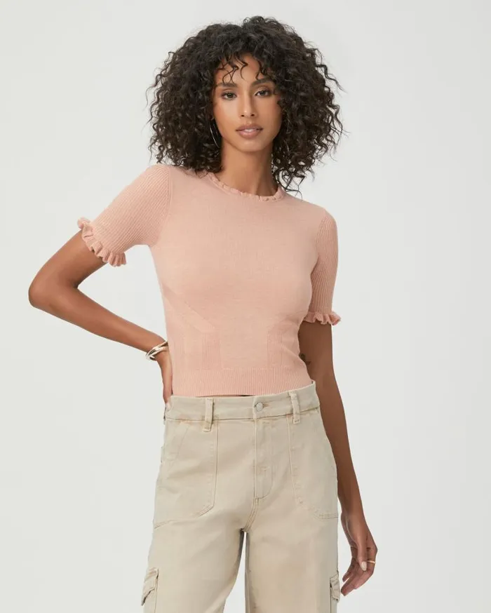 PAIGE Sweaters and Sweatshirts Women Triste Sweater Top 8211 Peach Metallic
