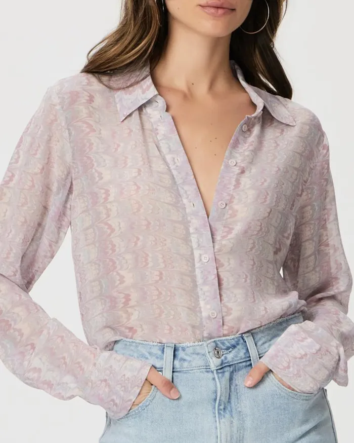 PAIGE Tops and Blouses Women Exclusive Candice Shirt 8211 Pastel Multi Silk PAIGE Tops and Blouses Women Exclusive Candice Shirt 8211 Pastel Multi Silk