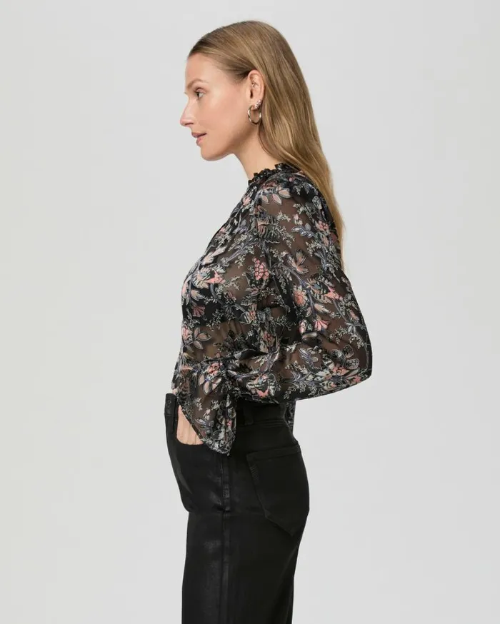 PAIGE Tops and Blouses Women Laurin Blouse 8211 Black Multi Satin PAIGE Tops and Blouses Women Laurin Blouse 8211 Black Multi Satin