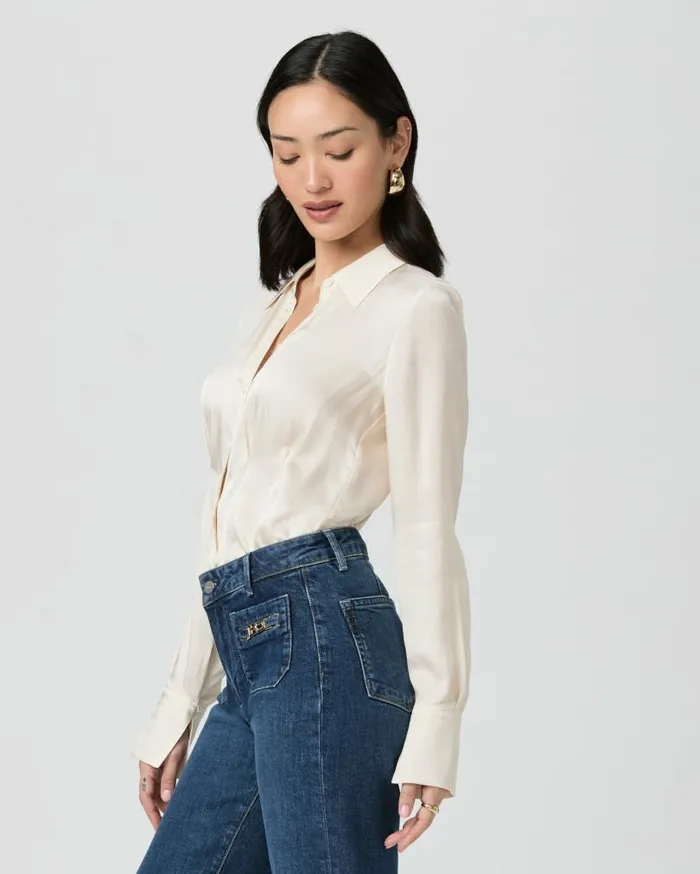 PAIGE Tops and Blouses Women Nelly Shirt 8211 Latte Foam Satin PAIGE Tops and Blouses Women Nelly Shirt 8211 Latte Foam Satin