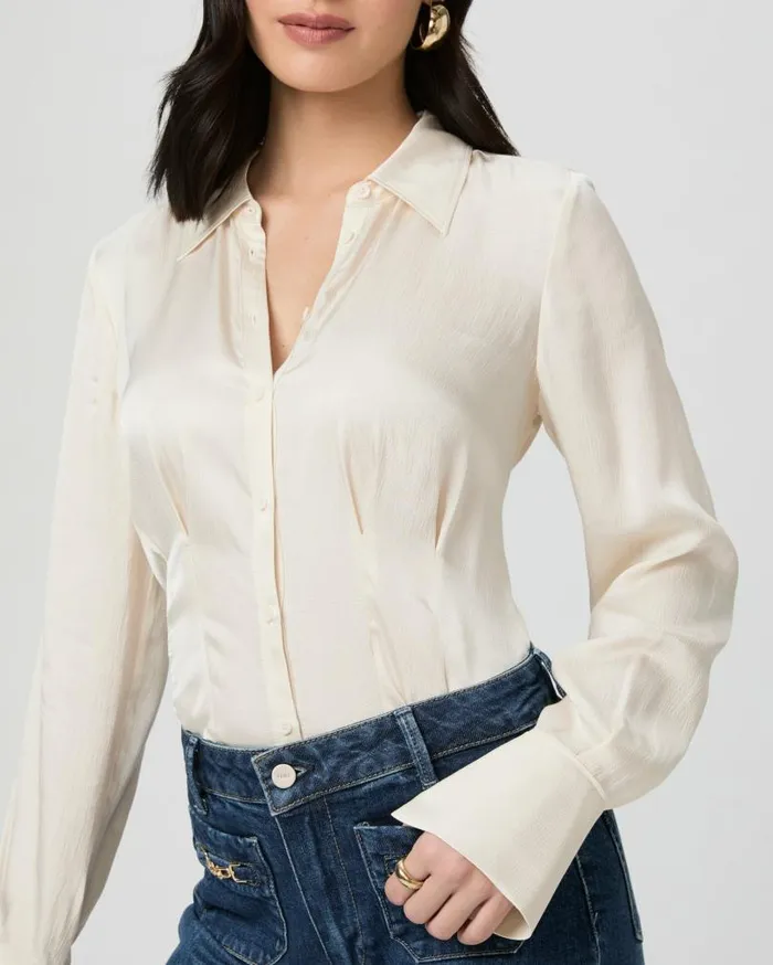 PAIGE Tops and Blouses Women Nelly Shirt 8211 Latte Foam Satin PAIGE Tops and Blouses Women Nelly Shirt 8211 Latte Foam Satin