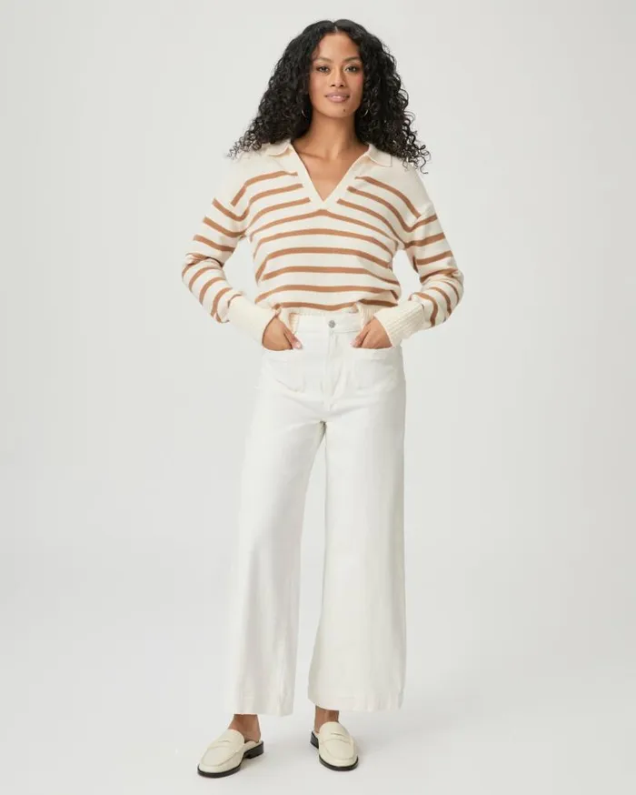PAIGE Wide Leg Women Harper Ankle Wide Leg Jean 8211 Tonal Ecru Distressed