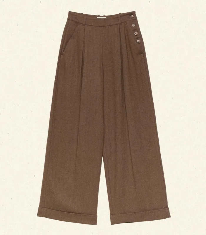 Pants and Shorts Women DEN Lawrence Pant Brown Herringbone