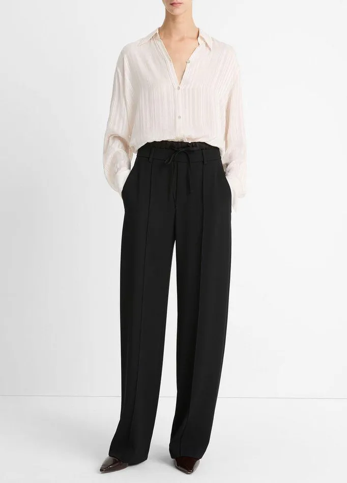 Pants and Shorts Women Vince DoubleWaistband Drawstring Pant Black