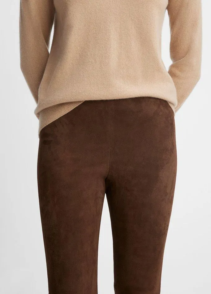Pants and Shorts Women Vince Stretch Suede Split Hem Crop Legging Dark Wheat