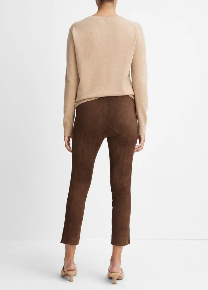 Pants and Shorts Women Vince Stretch Suede Split Hem Crop Legging Dark Wheat