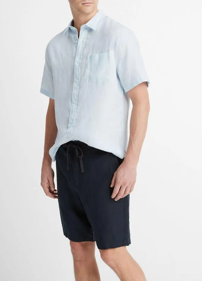 Pants Men Vince Lightweight Hemp Short Coastal Blue Pants Men Vince Lightweight Hemp Short Coastal Blue