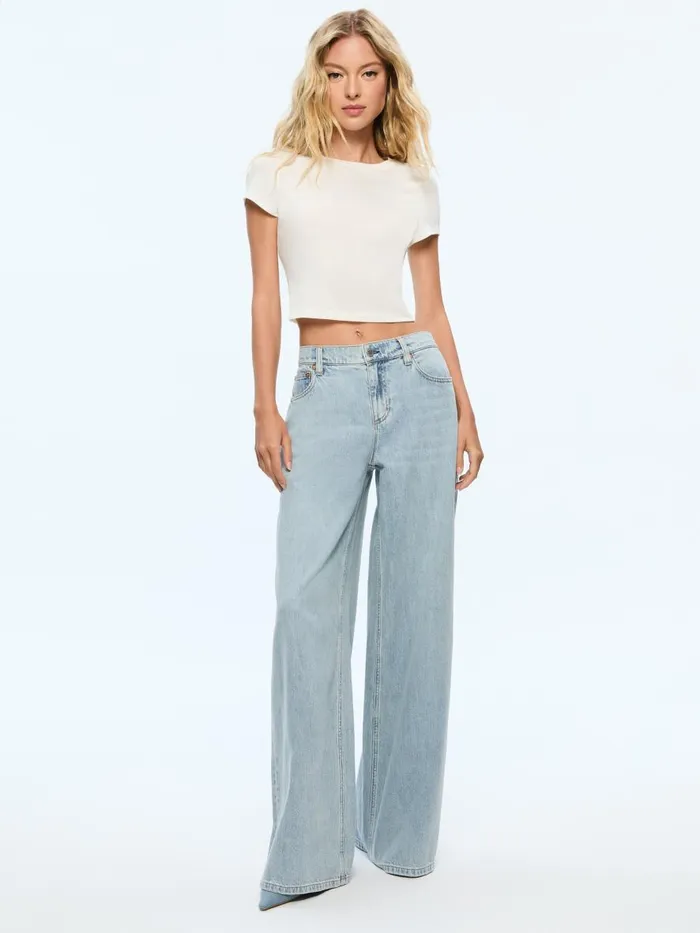 Pants Women Alice Olivia HARPER MID RISE SUPER BAGGY JEAN Rockstar Blue