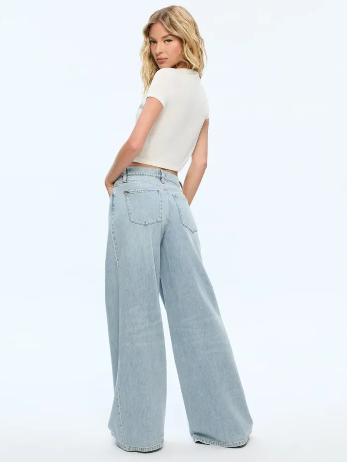 Pants Women Alice Olivia HARPER MID RISE SUPER BAGGY JEAN Rockstar Blue