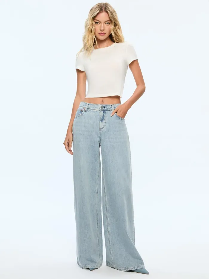 Pants Women Alice Olivia HARPER MID RISE SUPER BAGGY JEAN Rockstar Blue