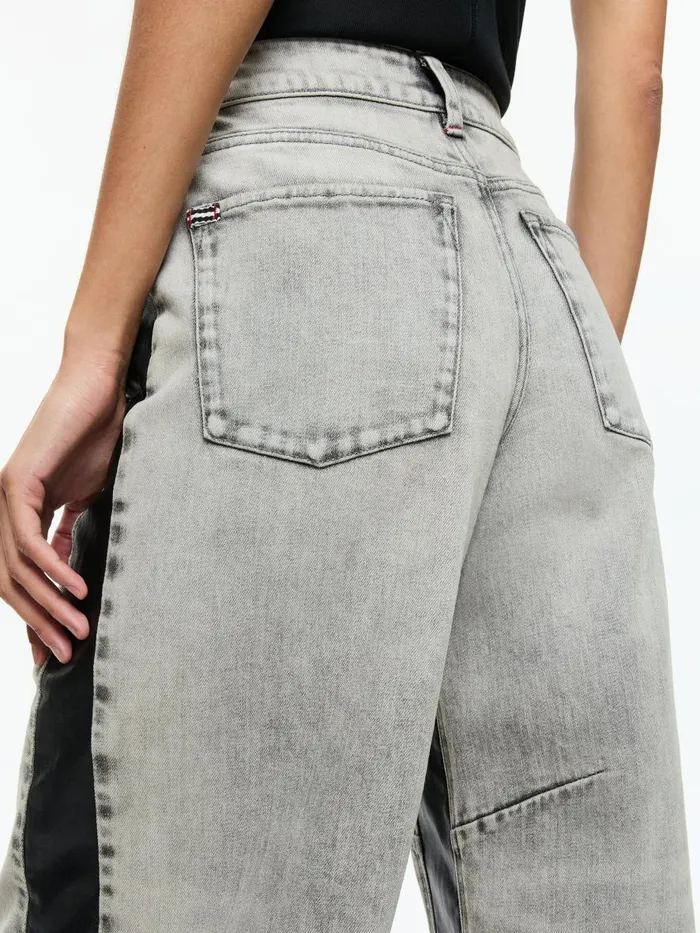 Pants Women Alice Olivia PARKER LOW RISE BALLOON LEG JEAN WITH CONTRAST PANELING Hayden Smokey Grey