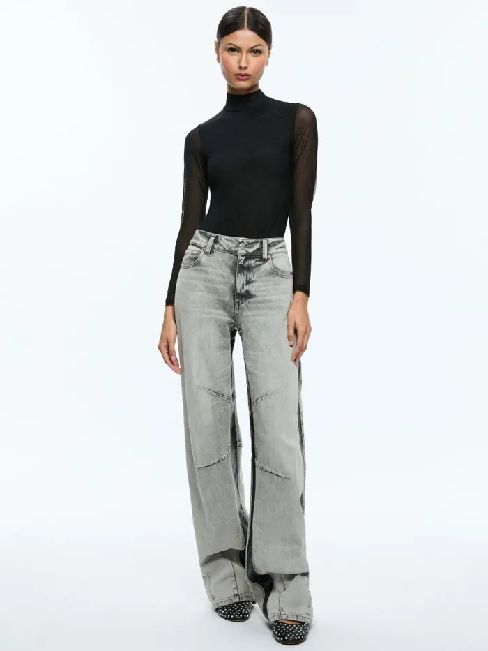 Pants Women Alice Olivia PARKER LOW RISE BALLOON LEG JEAN WITH CONTRAST PANELING Hayden Smokey Grey
