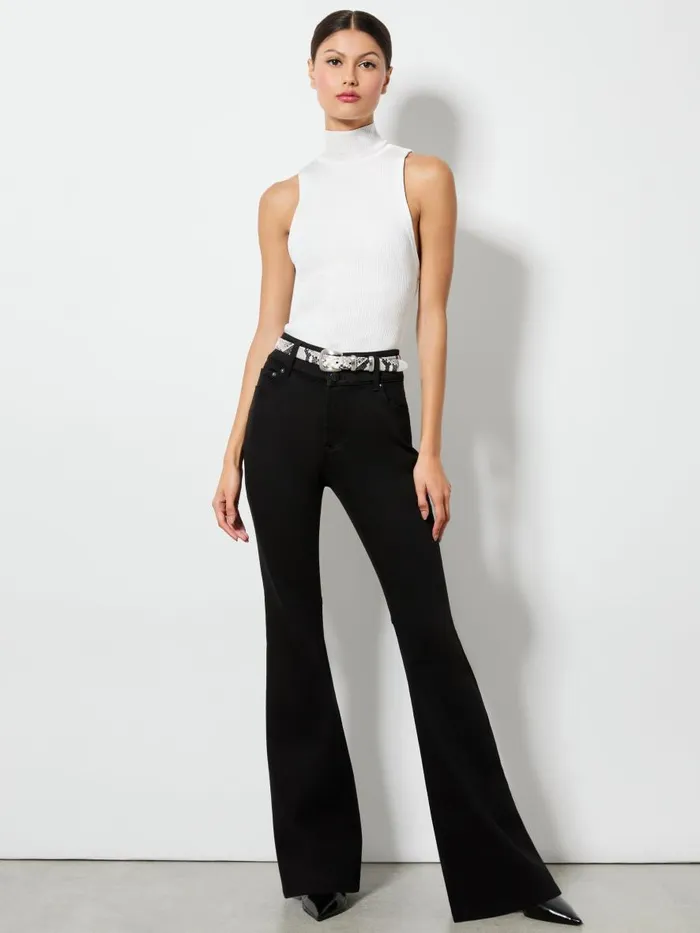 Pants Women Alice Olivia STACEY MID RISE BELL JEAN Black