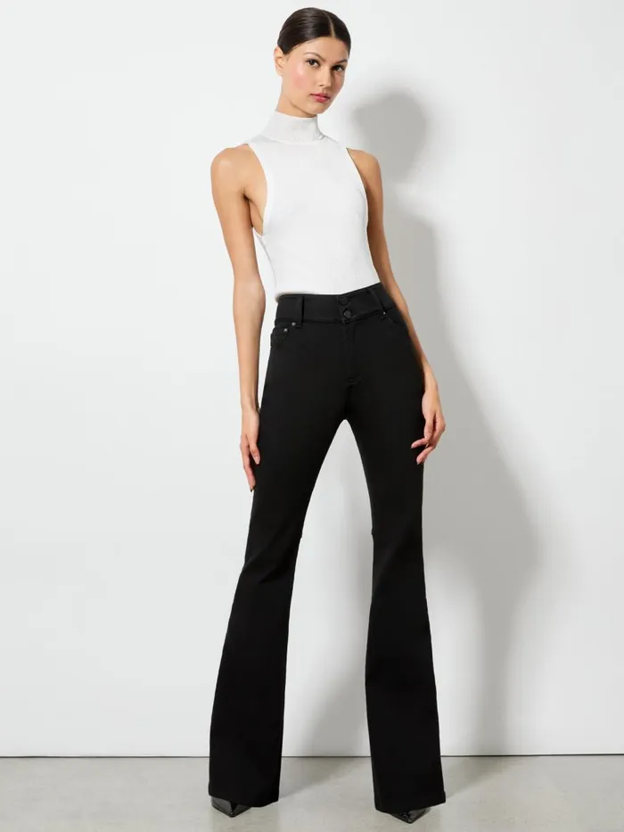 Pants Women Alice Olivia STACEY MID RISE BELL JEAN Black