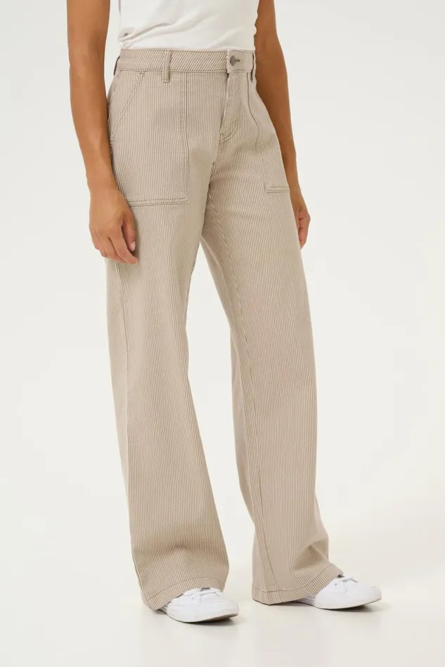 Pants Women CULTURE CUmilky Trousers Dunewhite Stripe