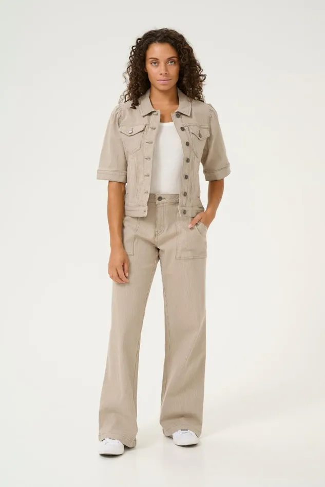 Pants Women CULTURE CUmilky Trousers Dunewhite Stripe