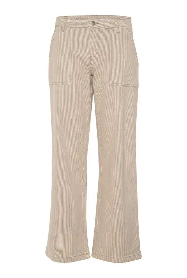 Pants Women CULTURE CUmilky Trousers Dunewhite Stripe