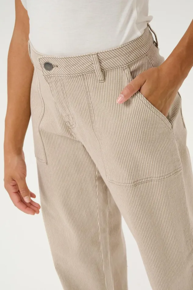 Pants Women CULTURE CUmilky Trousers Dunewhite Stripe