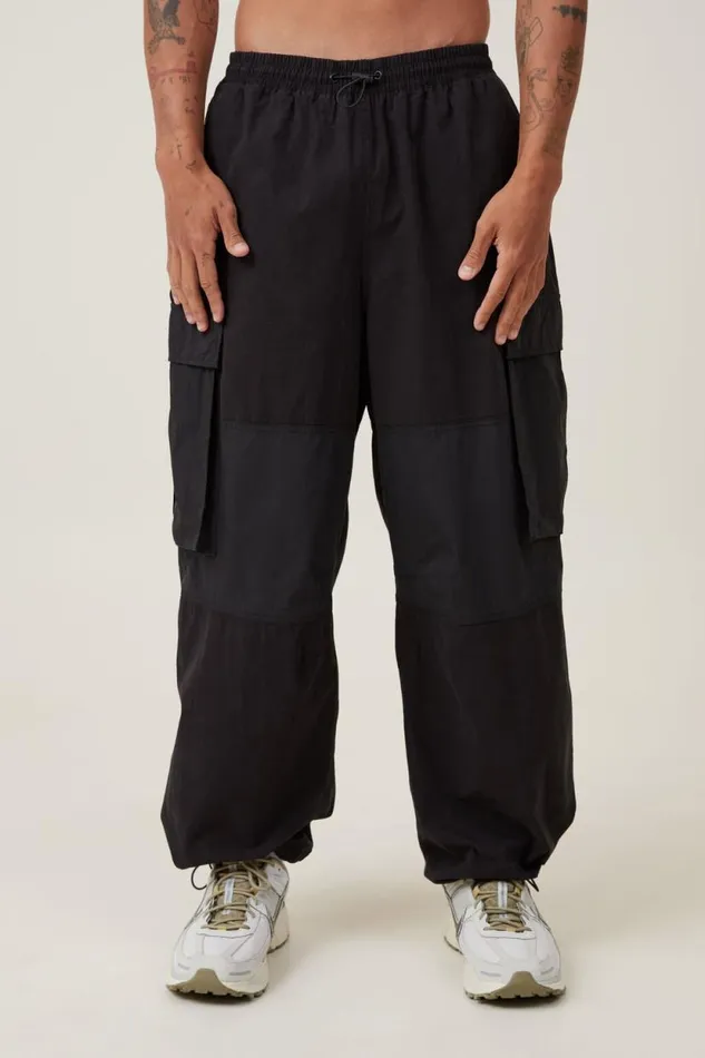 Parachute Super Baggy Pant Black Knee Panel Men Cotton On Pants Parachute Super Baggy Pant Black Knee Panel Men Cotton On Pants