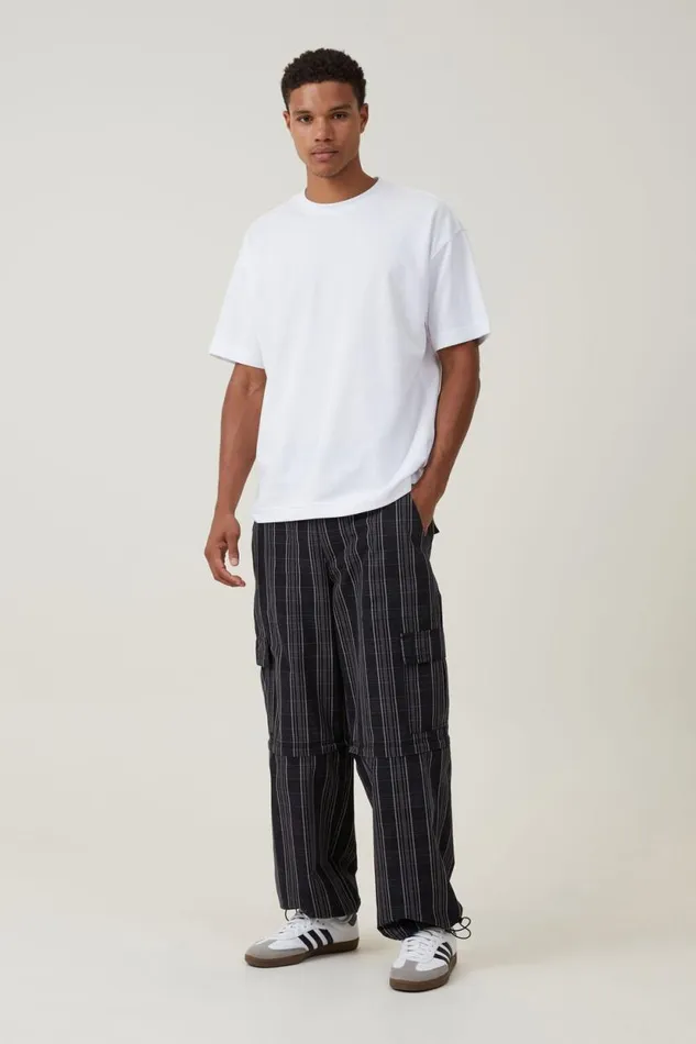 Parachute Zip Off Pant Black Check Men Cotton On Pants