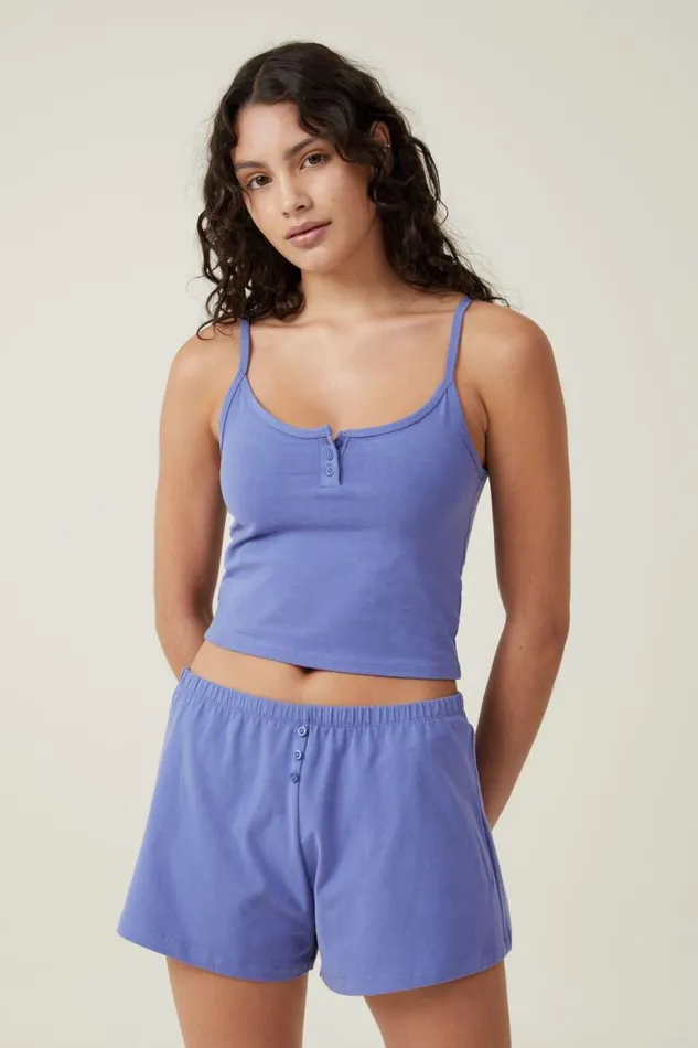 Peached Jersey Henley Cami Blueberry Dream Women Cotton On Tops