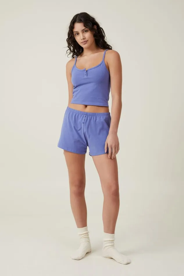 Peached Jersey Henley Cami Blueberry Dream Women Cotton On Tops