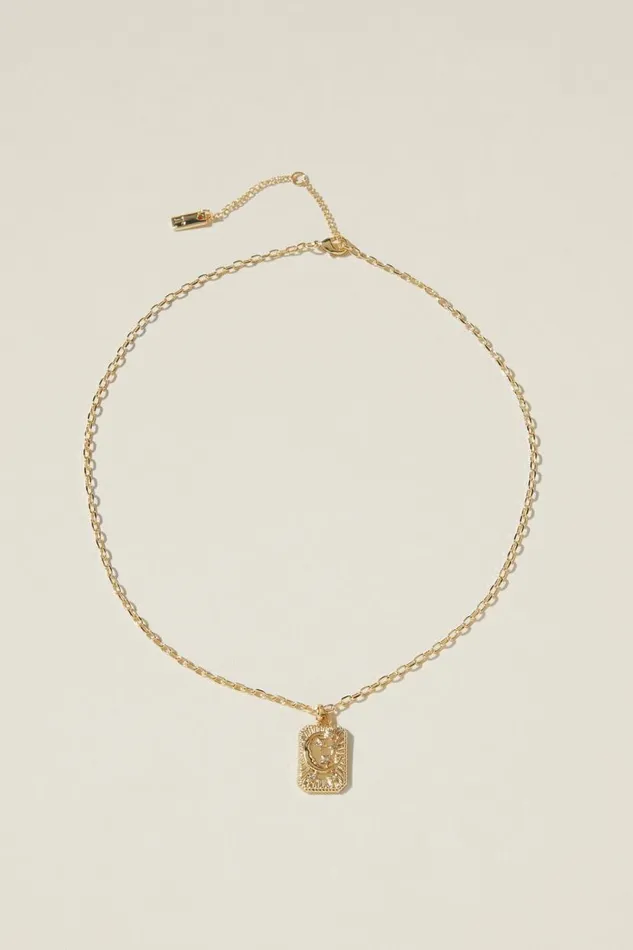 Pendant Necklace Gold Plated Celestial Tag Women Cotton On Jewelry