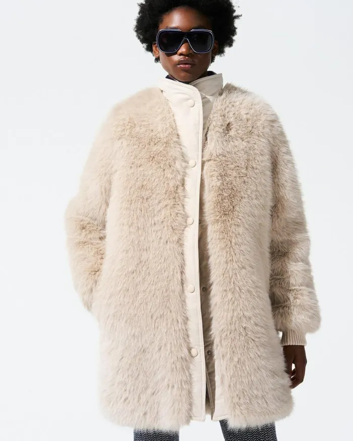 Perfect Moment Jackets Faux Fur Coat Cream Faux Fur 8211 Women