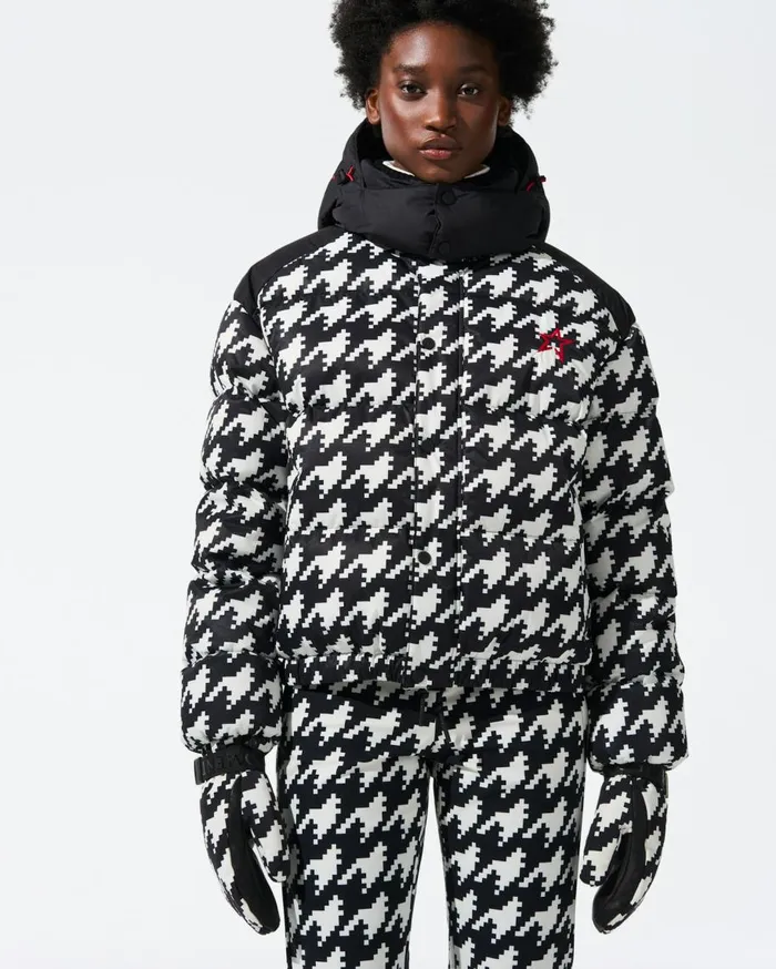 Perfect Moment Jackets Houndstooth Moment Puffer Houndstooth 8211 Blacksnow White 8211 Women