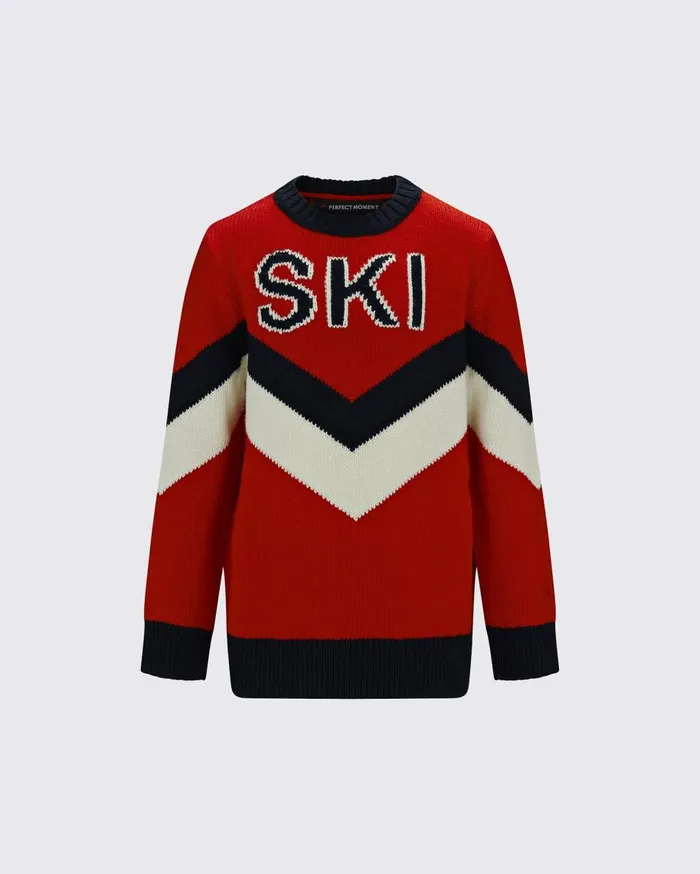 Perfect Moment Knitwear Chevron Ski Merino Wool Sweater Red 8211 Kids