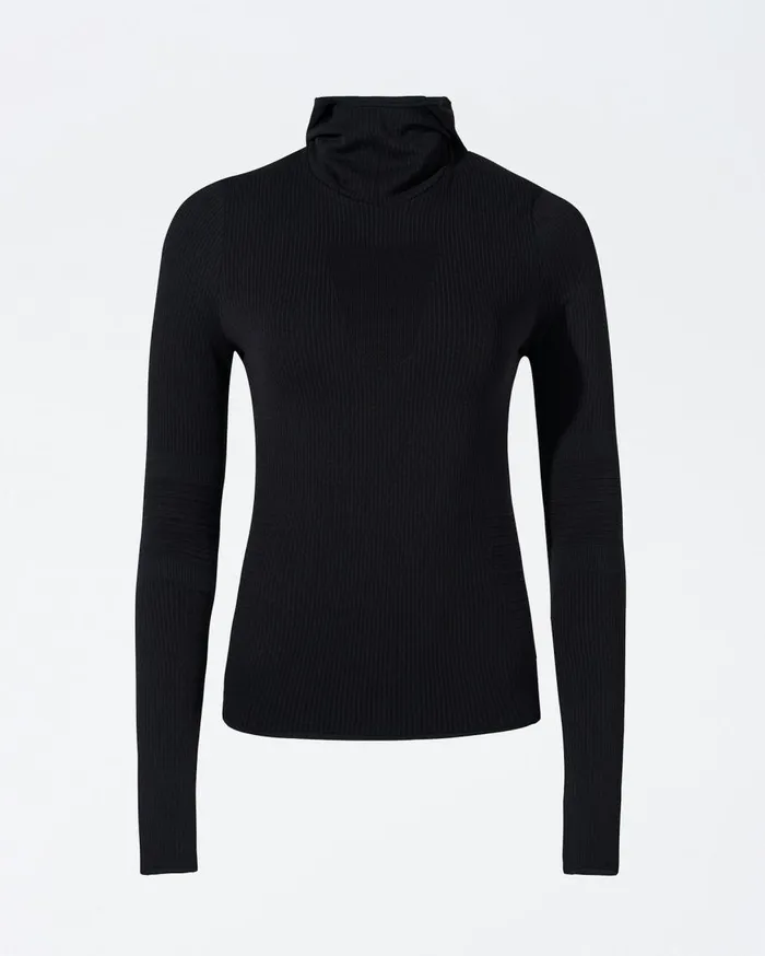 Perfect Moment Tops Seamless Hooded Base Layer Top Black 8211 Women